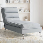 Massage chaise longue met kussens stof lichtgrijs