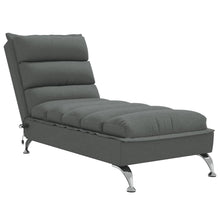 Massage chaise longue met kussens stof donkergrijs