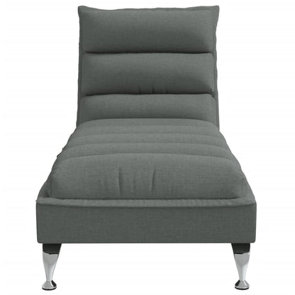 Massage chaise longue met kussens stof donkergrijs