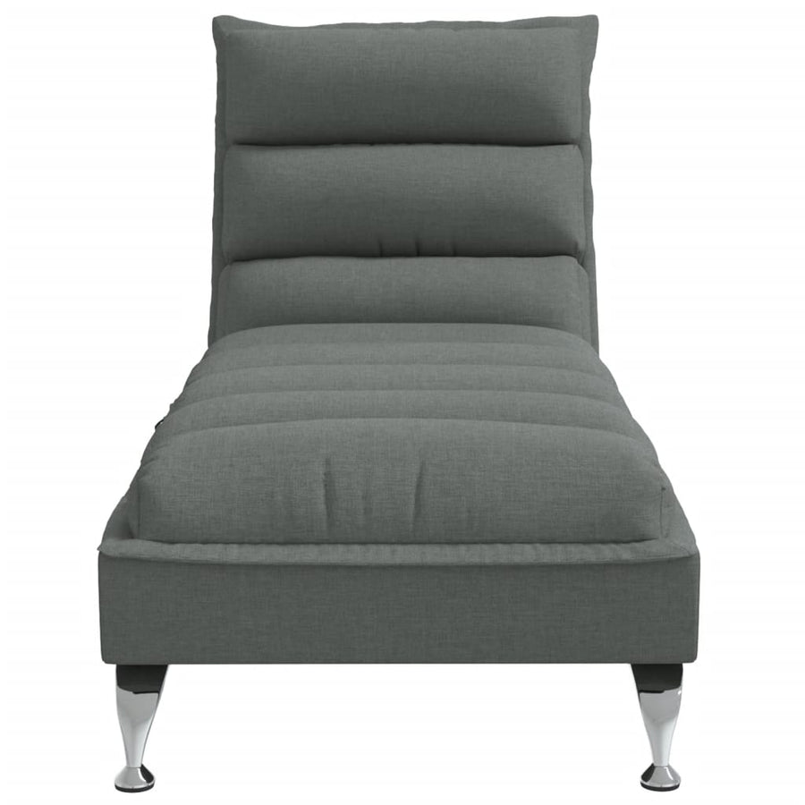 Massage chaise longue met kussens stof donkergrijs