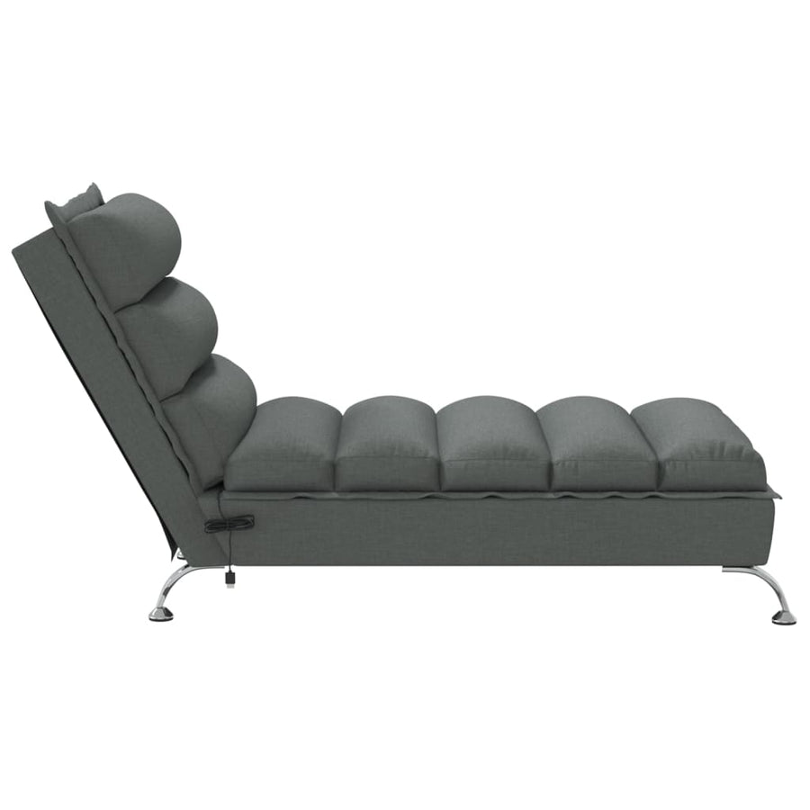 Massage chaise longue met kussens stof donkergrijs