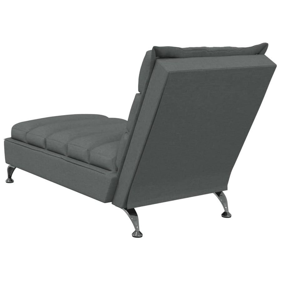 Massage chaise longue met kussens stof donkergrijs