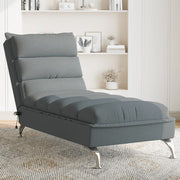 Massage chaise longue 133.5x56x74 cm donkergrijs stof