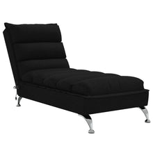 Massage chaise longue met kussens stof zwart