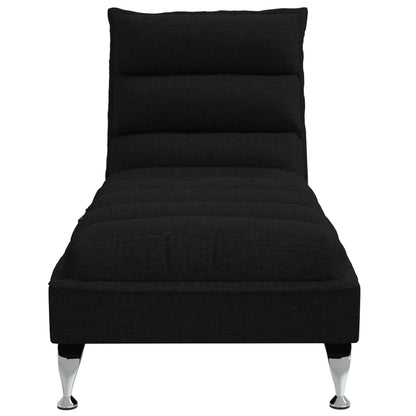 Massage chaise longue met kussens stof zwart