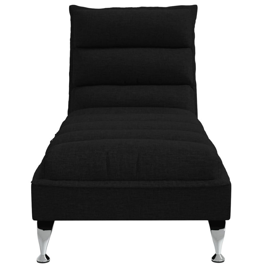 Massage chaise longue met kussens stof zwart