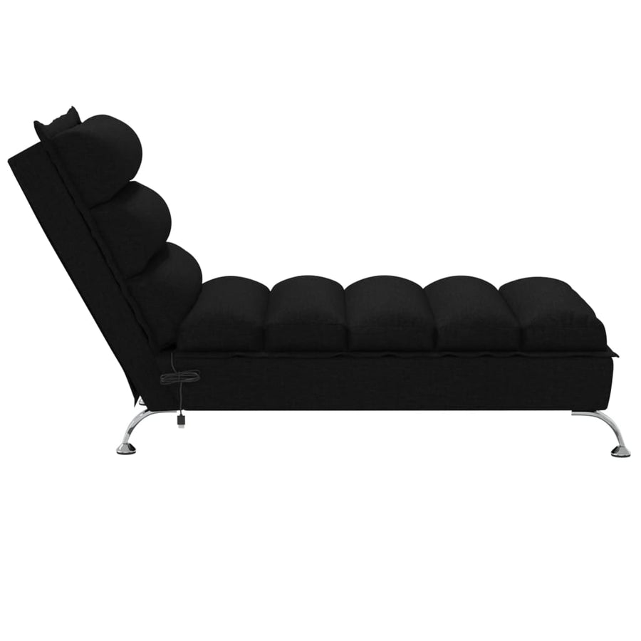 Massage chaise longue met kussens stof zwart
