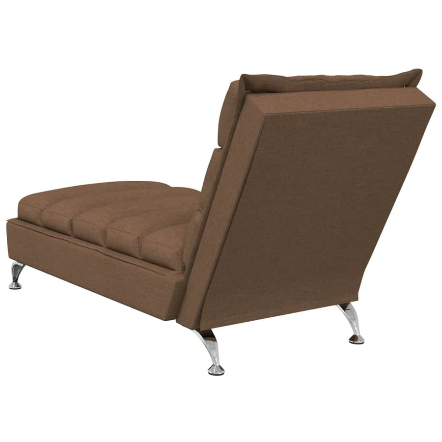 Massage chaise longue met kussens stof bruin