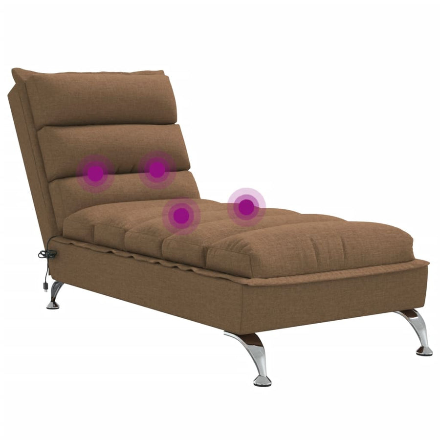 Massage chaise longue met kussens stof bruin