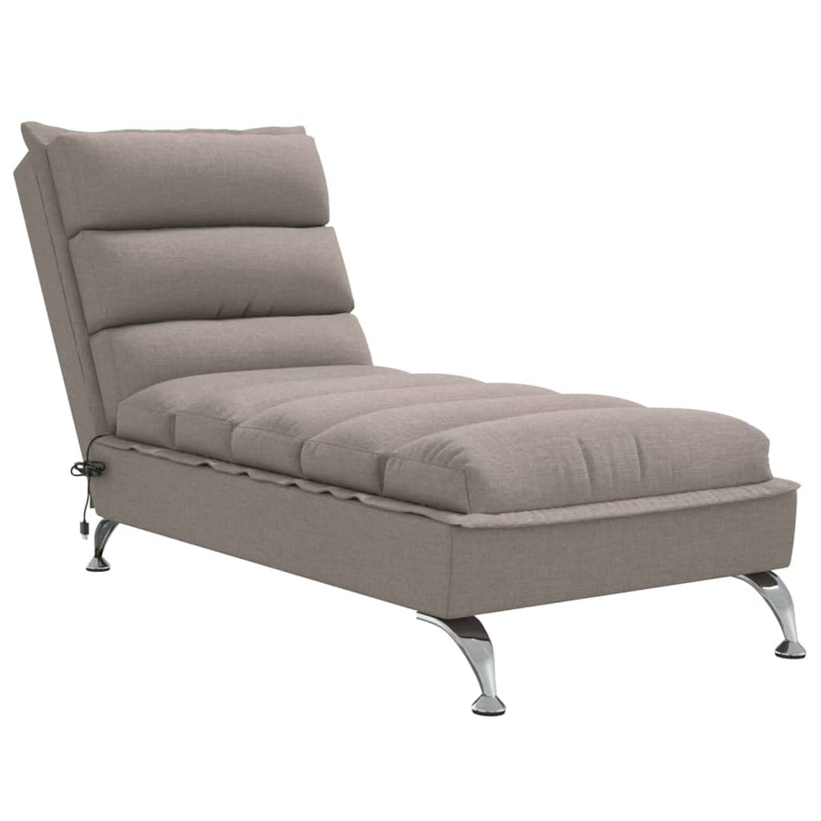 Massage chaise longue met kussens stof taupe