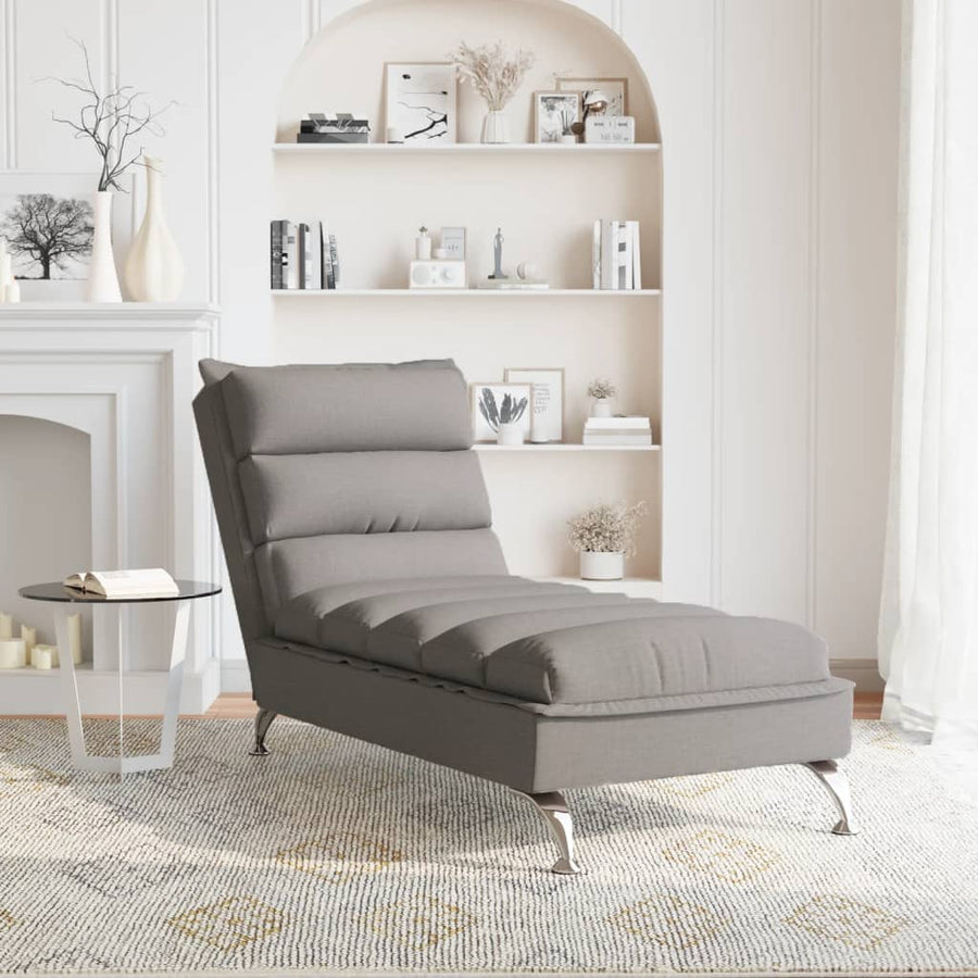 Massage chaise longue met kussens stof taupe