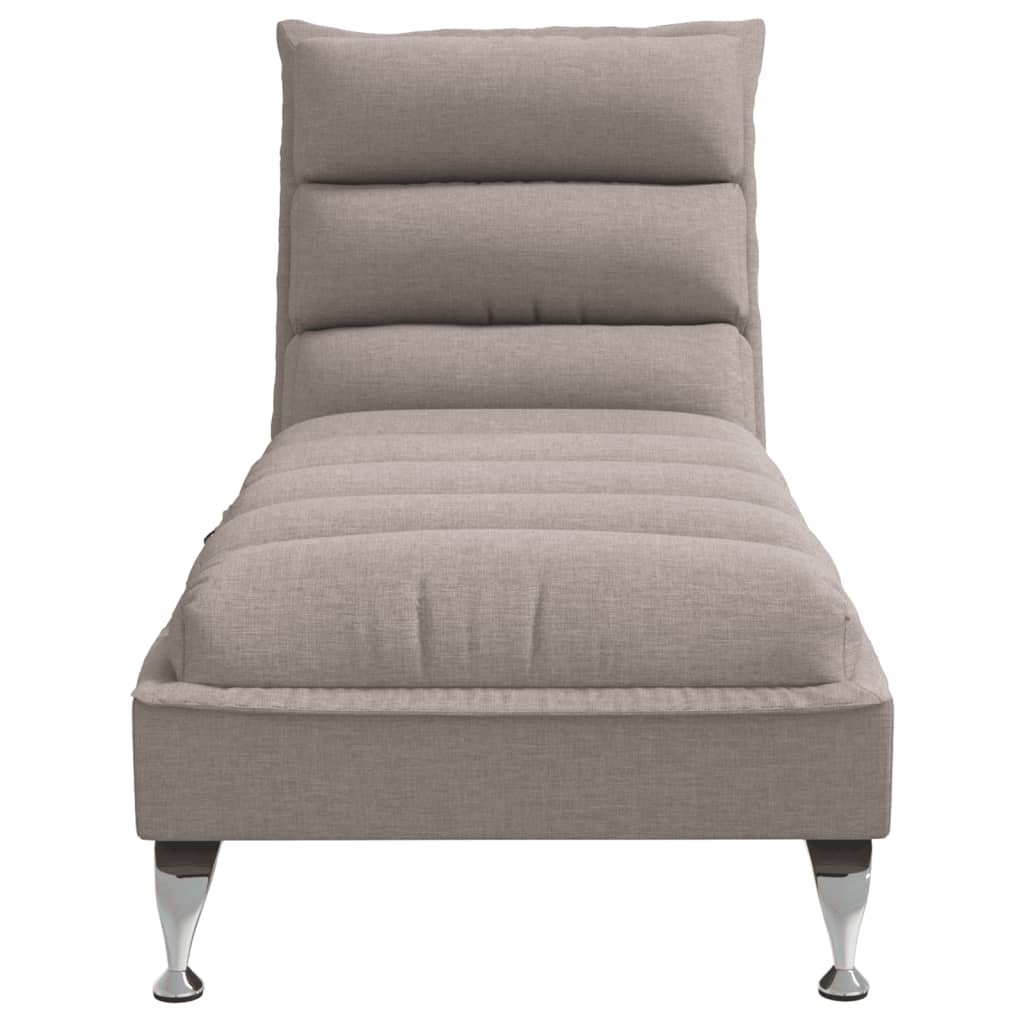 Massage chaise longue met kussens stof taupe