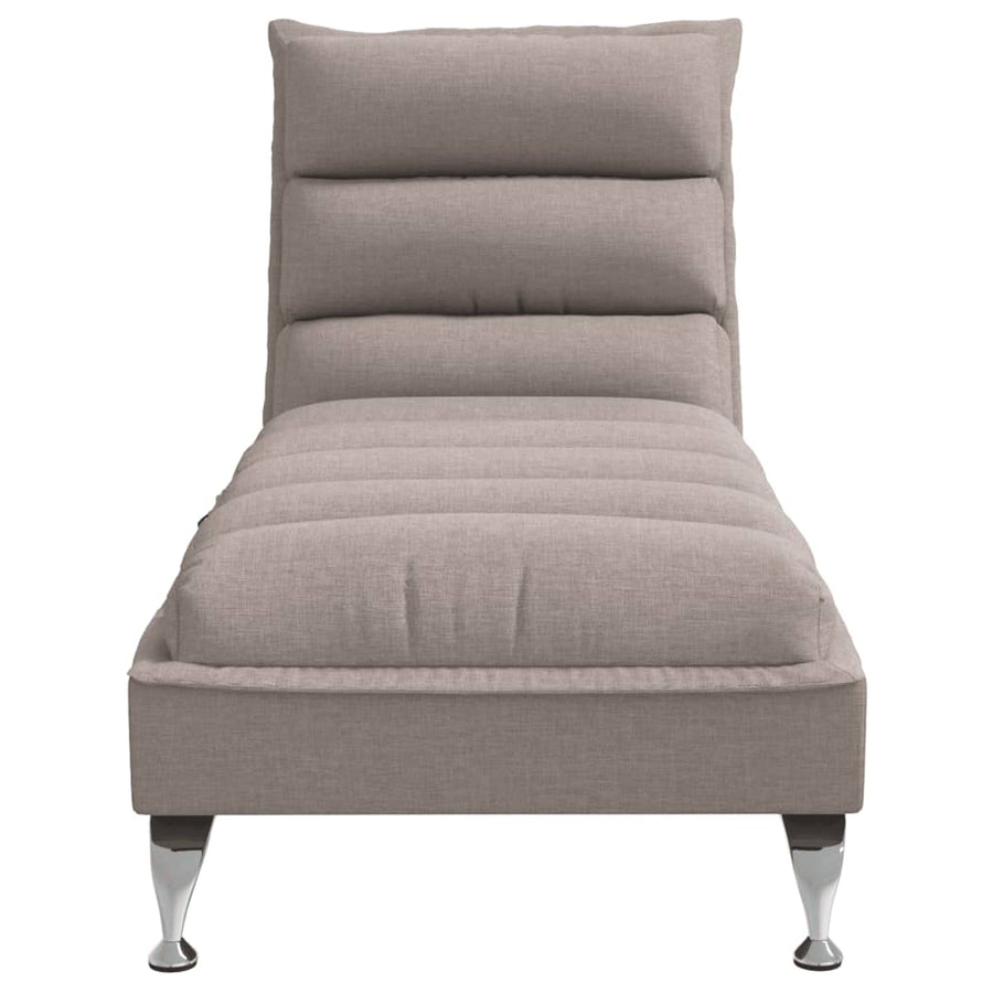 Massage chaise longue met kussens stof taupe
