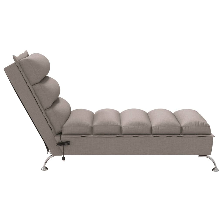 Massage chaise longue met kussens stof taupe