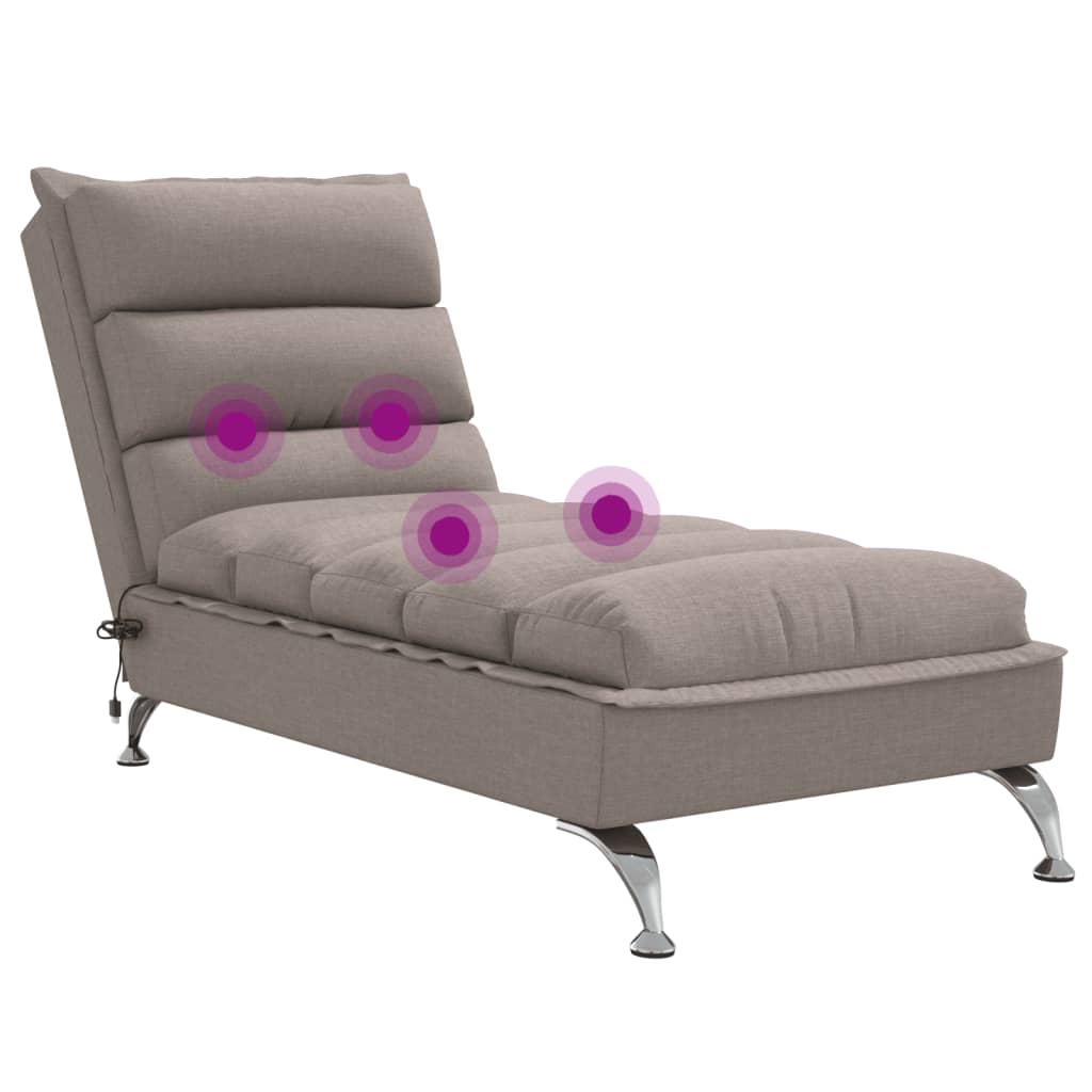 Massage chaise longue met kussens stof taupe