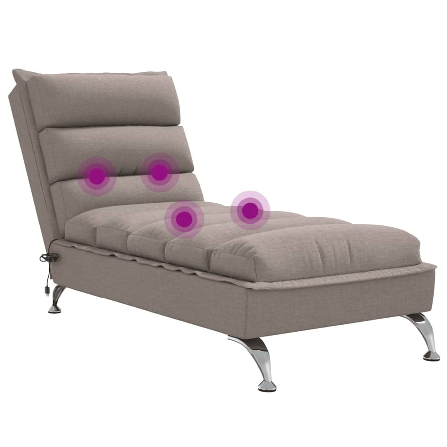 Massage chaise longue met kussens stof taupe