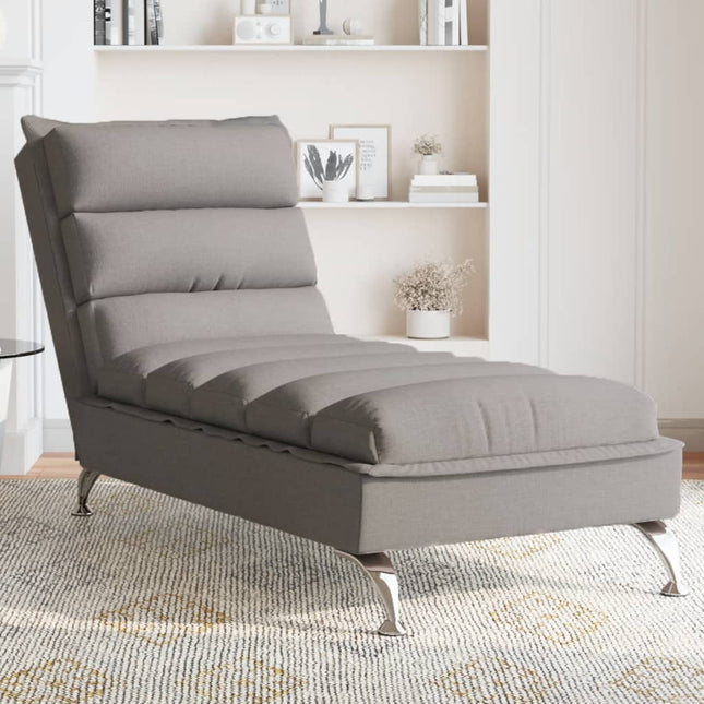 Massage chaise longue met kussens stof taupe