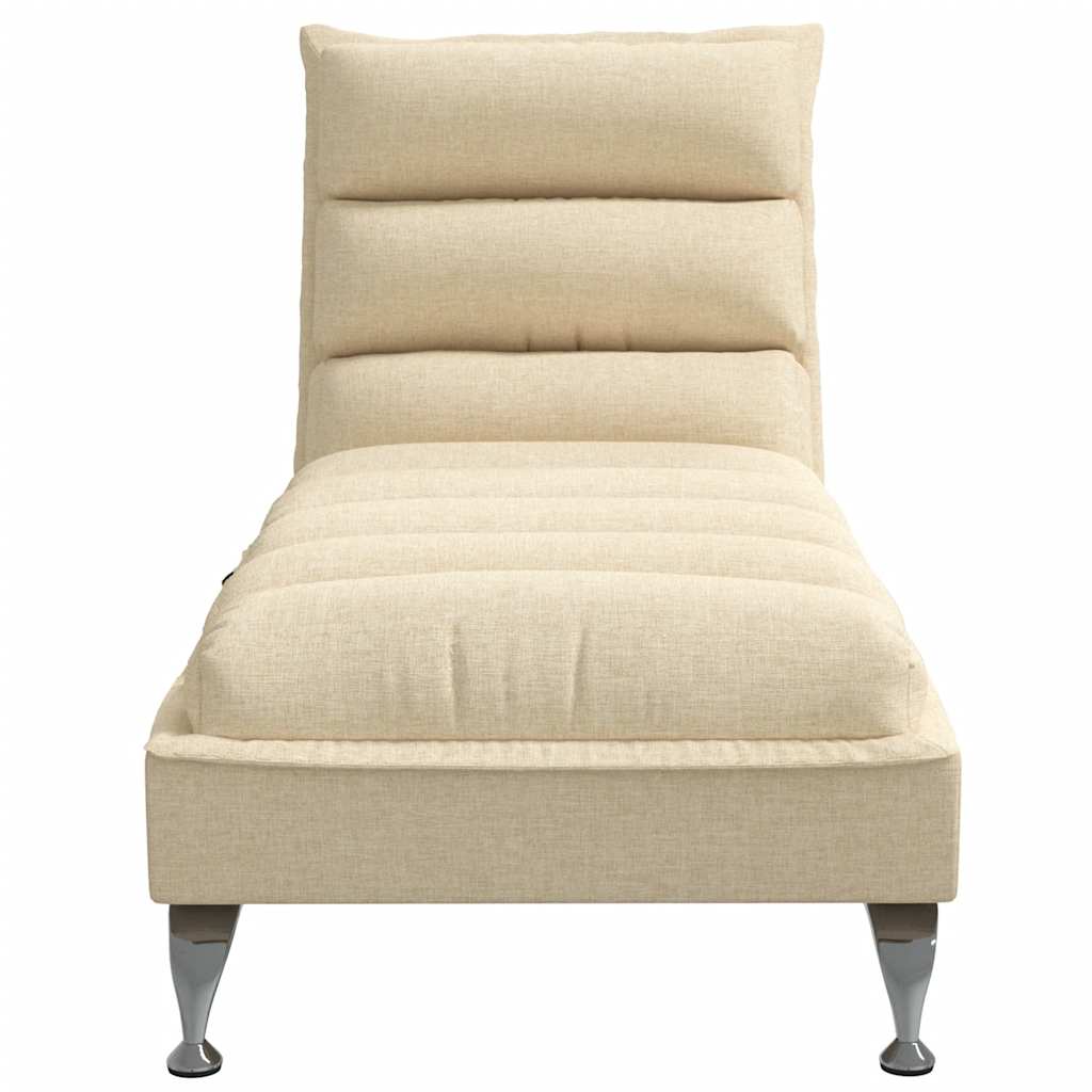Massage chaise longue met kussens stof crèmekleurig