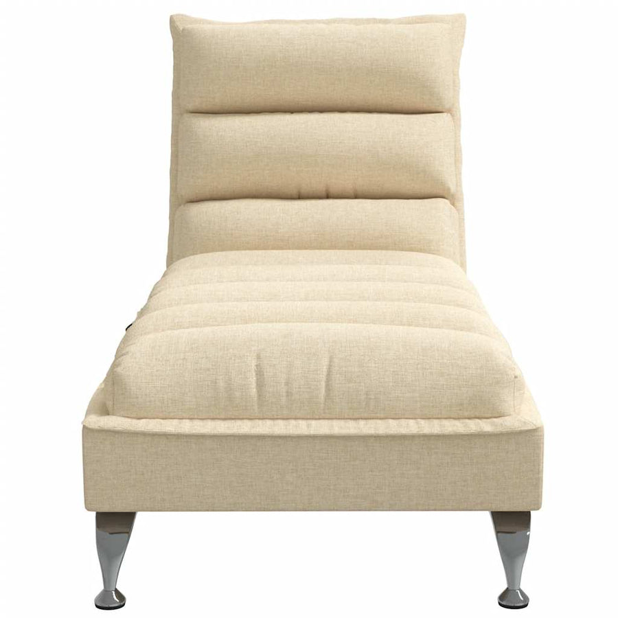 Massage chaise longue met kussens stof crèmekleurig