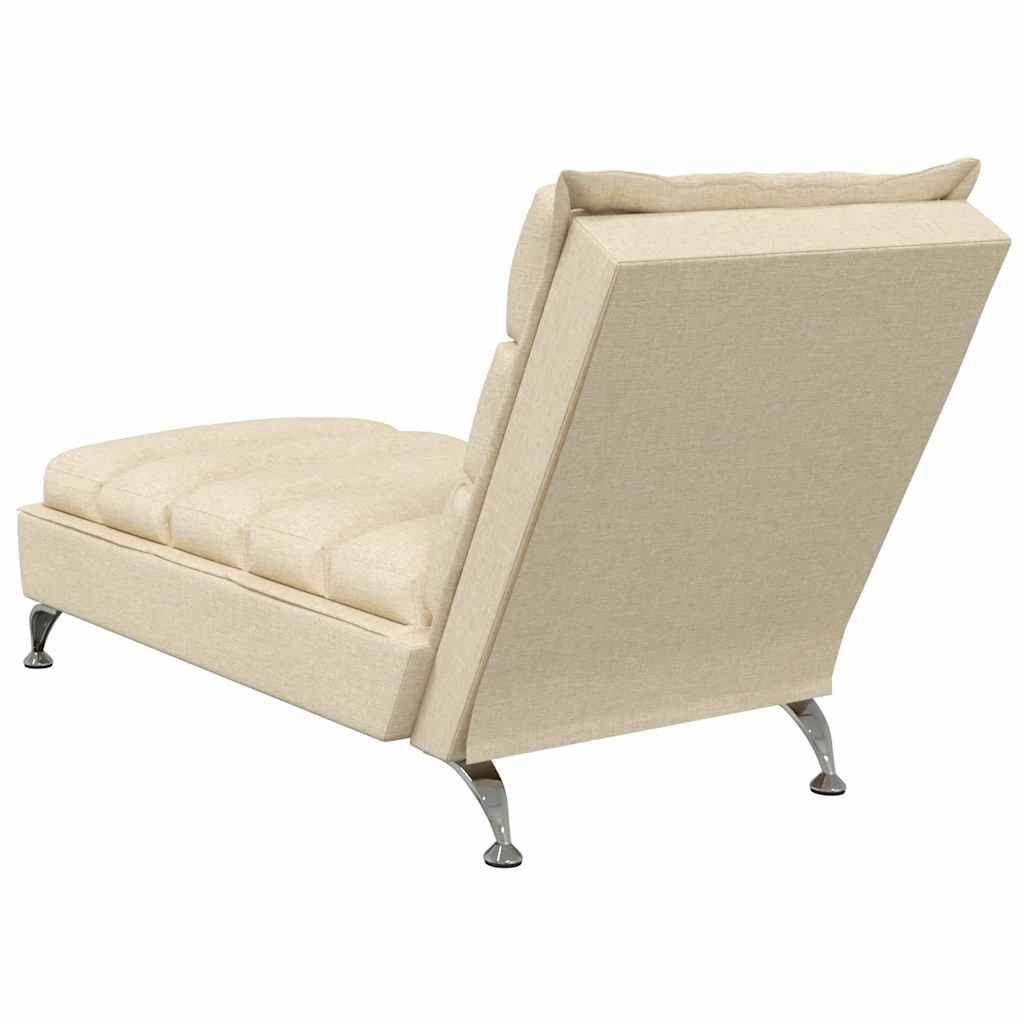 Massage chaise longue met kussens stof crèmekleurig
