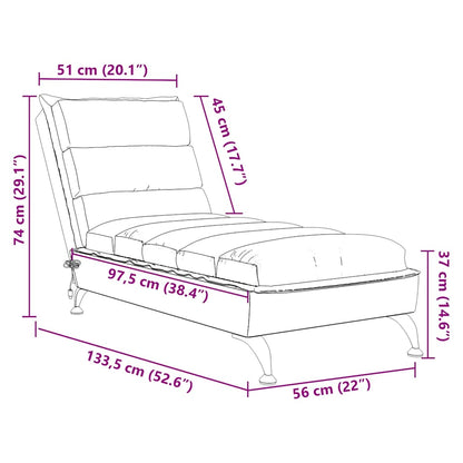 Massage chaise longue met kussens stof crèmekleurig
