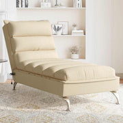 Massage chaise longue crèmekleurig 133,5 cm stof