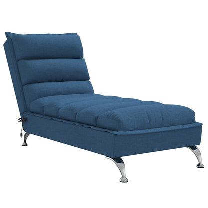 Massage chaise longue met kussens stof blauw