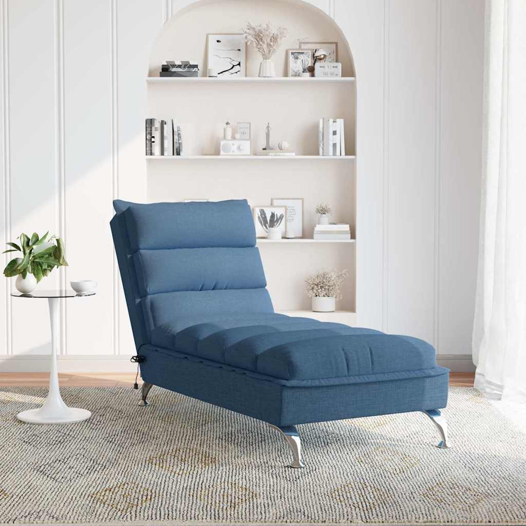 Massage chaise longue met kussens stof blauw