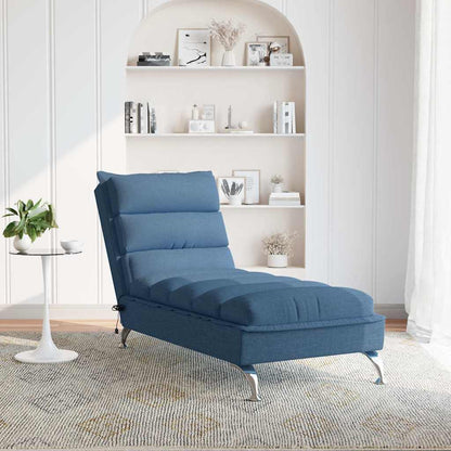 Massage chaise longue met kussens stof blauw