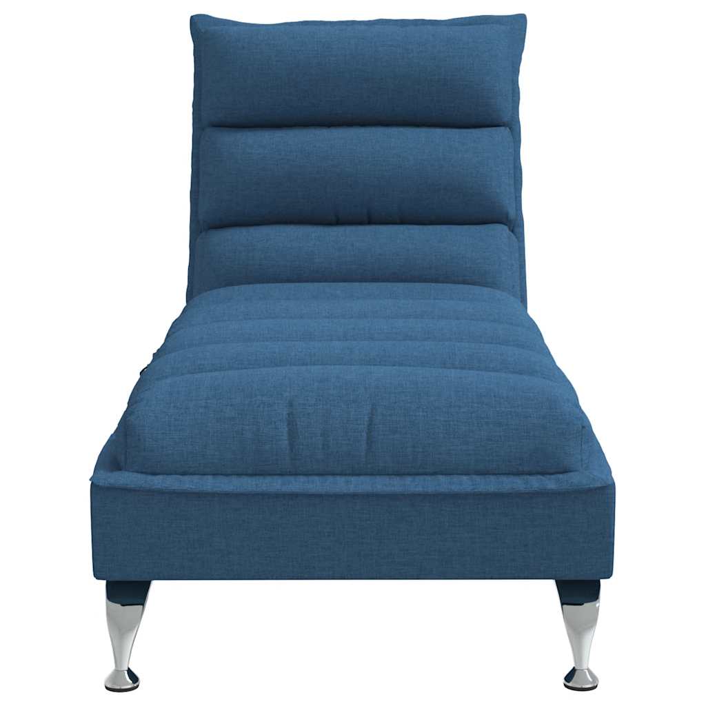 Massage chaise longue met kussens stof blauw