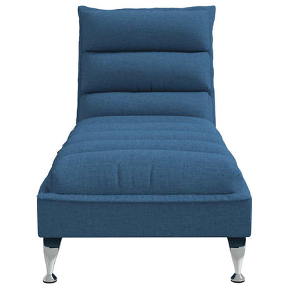Massage chaise longue met kussens stof blauw