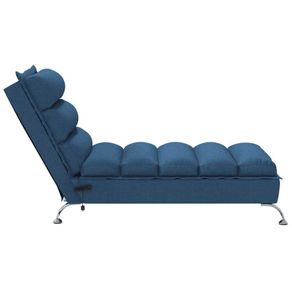 Massage chaise longue met kussens stof blauw