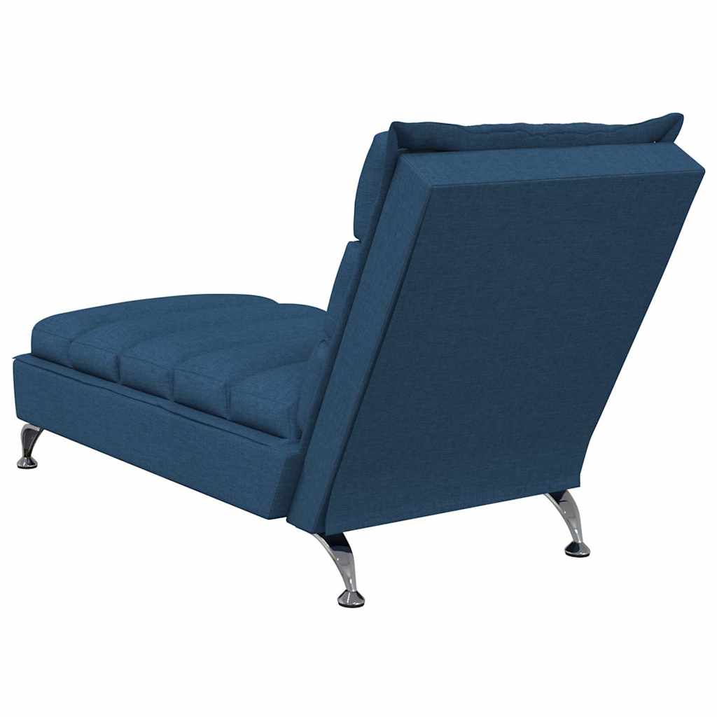 Massage chaise longue met kussens stof blauw