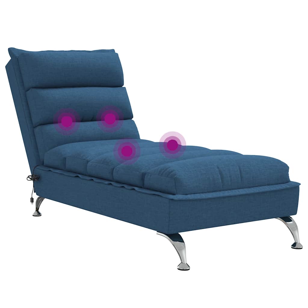 Massage chaise longue met kussens stof blauw