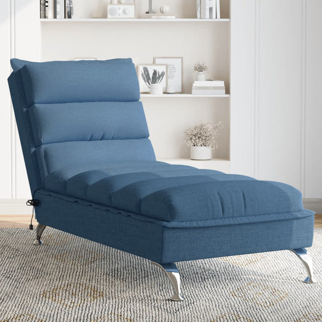 Massage chaise longue met kussens stof blauw