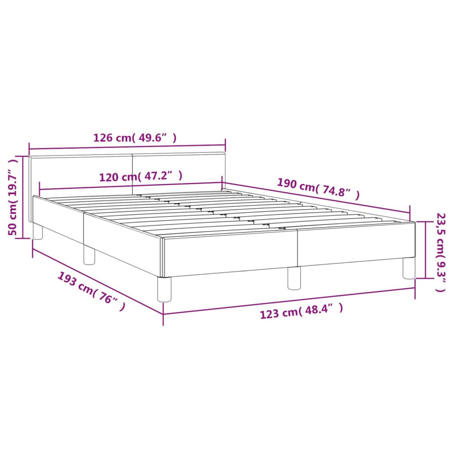 Bedframe Met Hoofdbord Stof Donkergrijs 120 x 190 cm