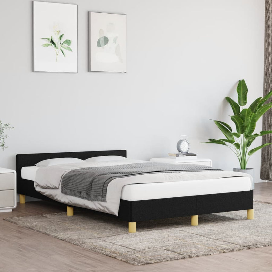 Bedframe Met Hoofdbord Stof Zwart 120 x 190 cm