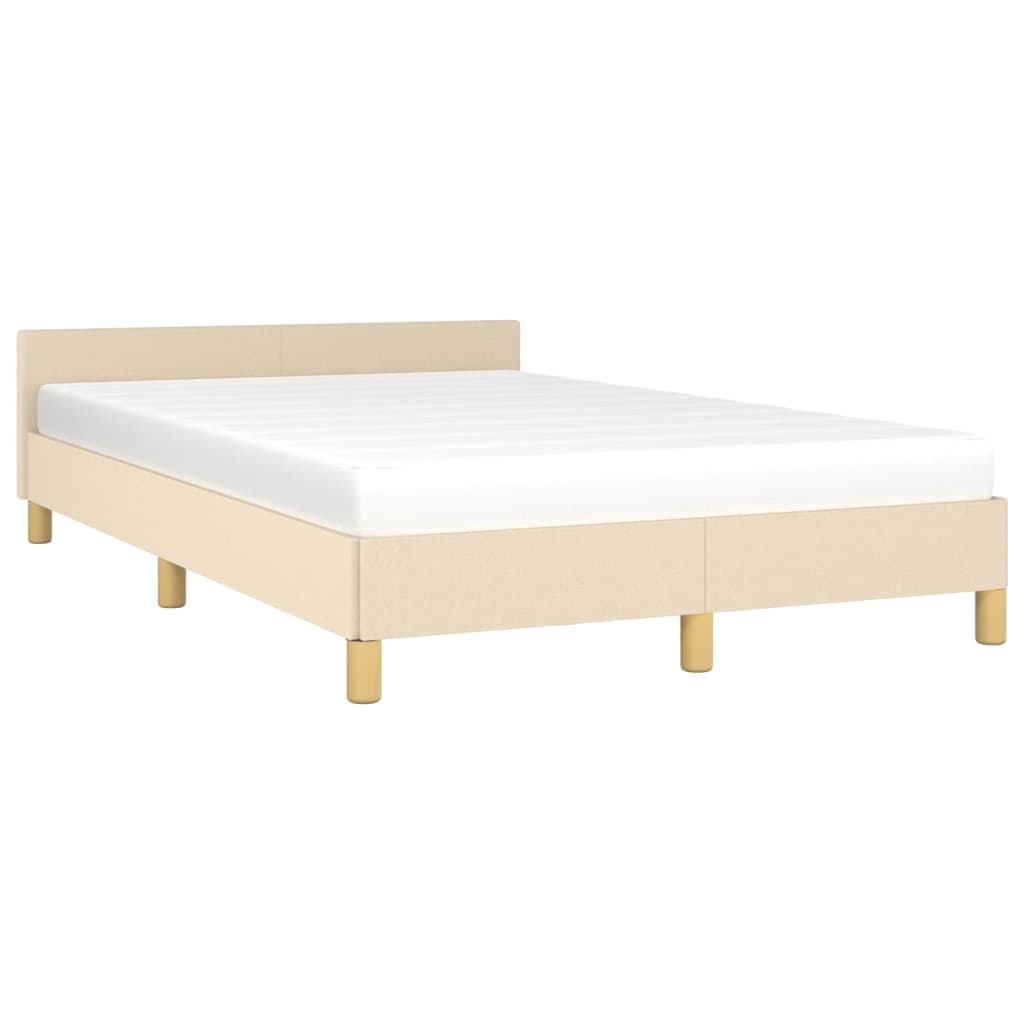 Bedframe Met Hoofdbord Stof Kleurig Crème 120 x 190 cm