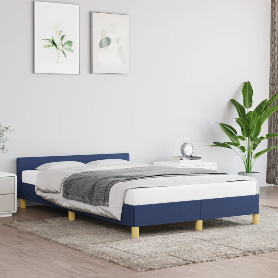 Bedframe Met Hoofdbord Stof Blauw 120 x 190 cm