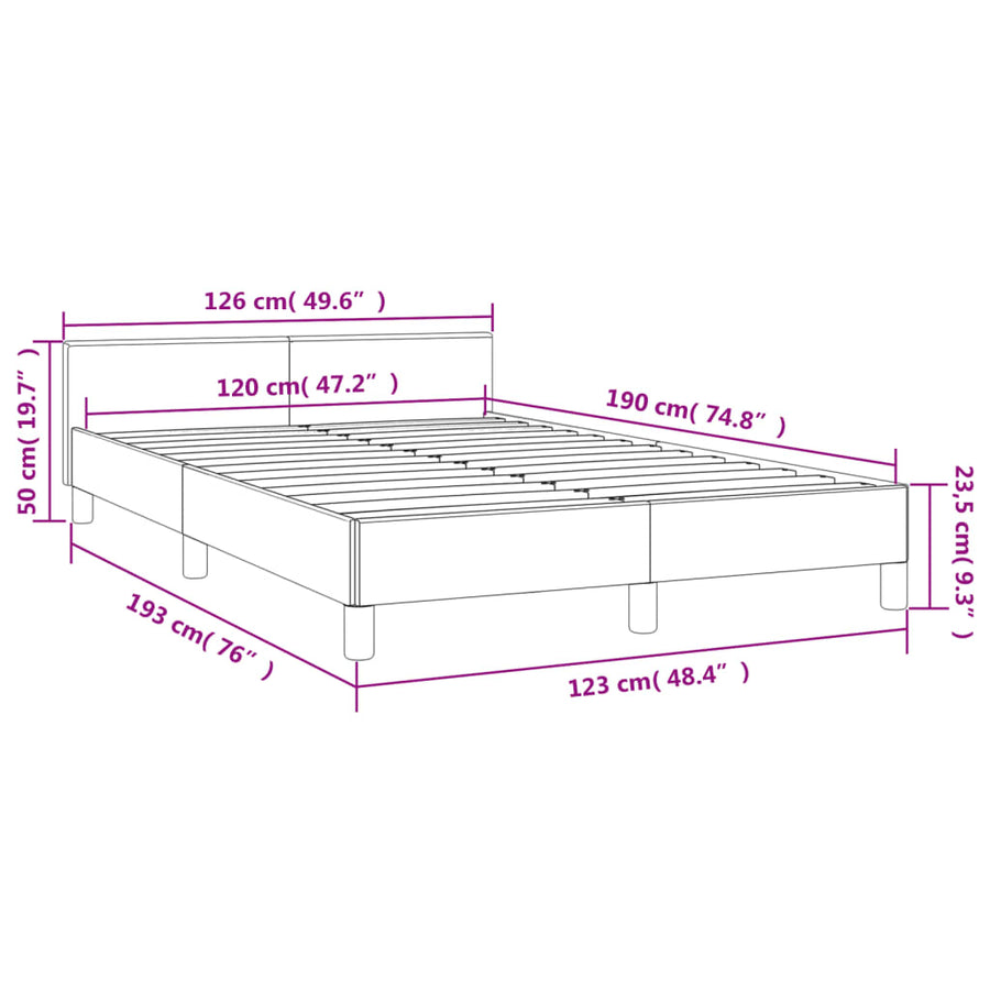 Bedframe Met Hoofdbord Stof Blauw 120 x 190 cm