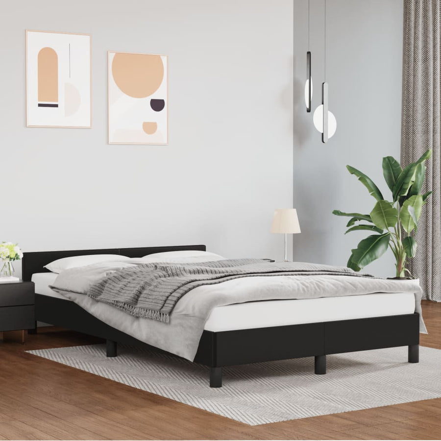 Bedframe Met Hoofdbord Kunstleer Zwart 120 x 190 cm