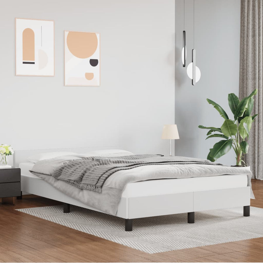 Bedframe Met Hoofdbord Kunstleer Wit 120 x 190 cm