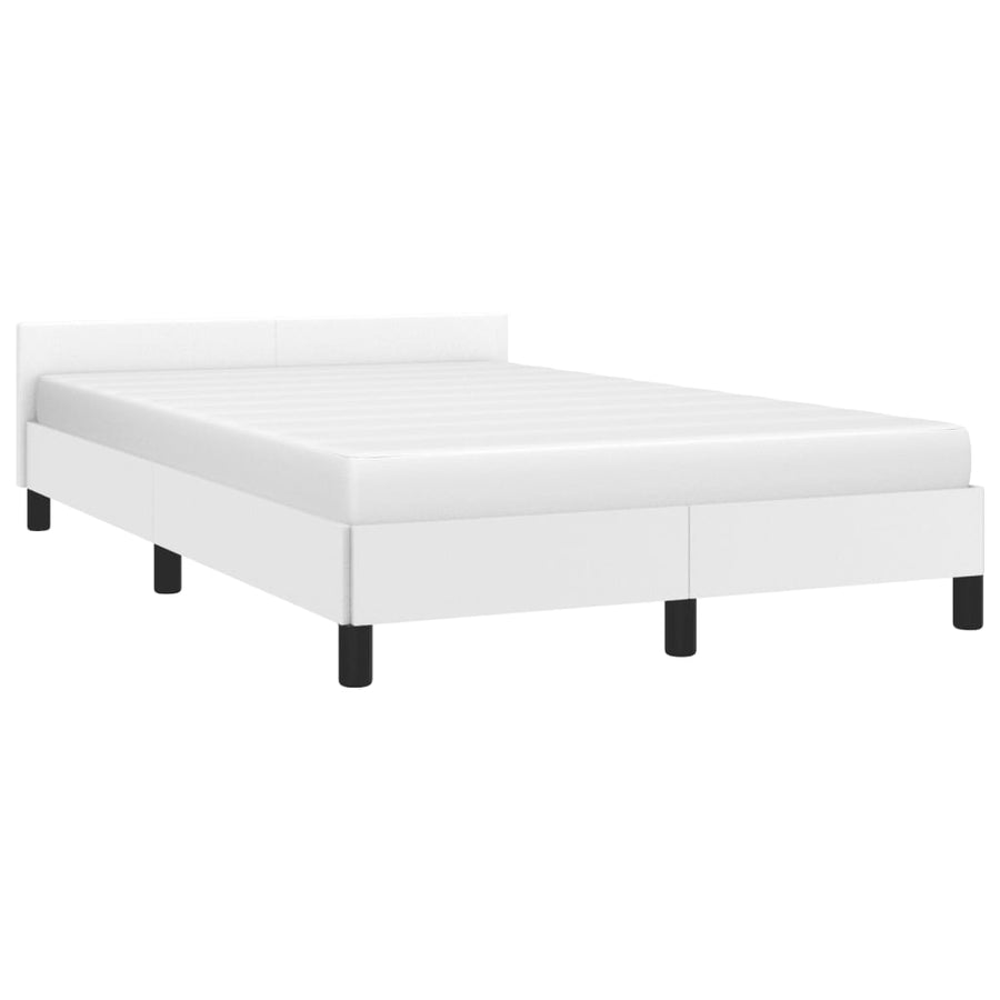 Bedframe Met Hoofdbord Kunstleer Wit 120 x 190 cm