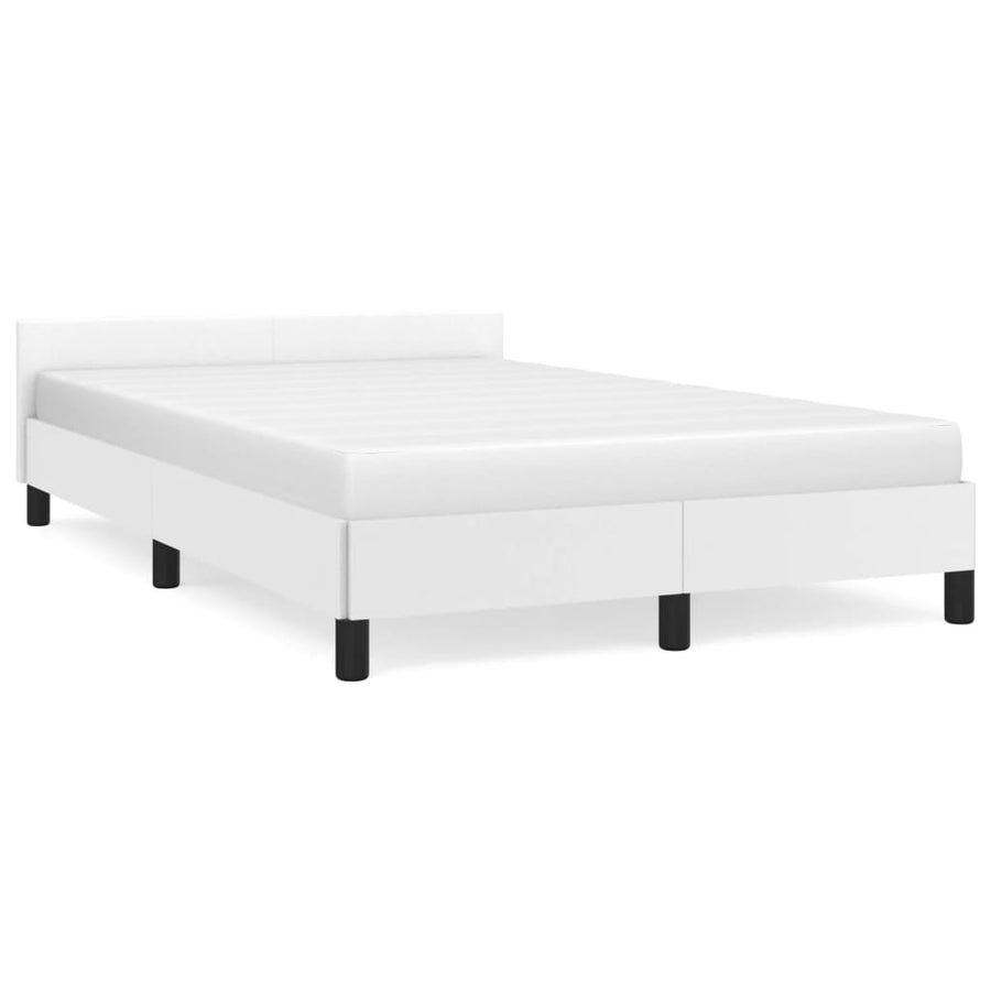 Bedframe Met Hoofdbord Kunstleer Wit 120 x 190 cm