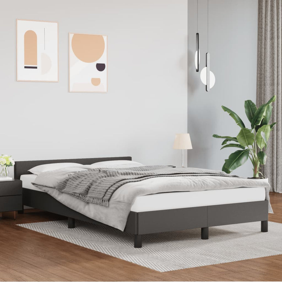 Bedframe Met Hoofdbord Kunstleer Grijs 120 x 190 cm