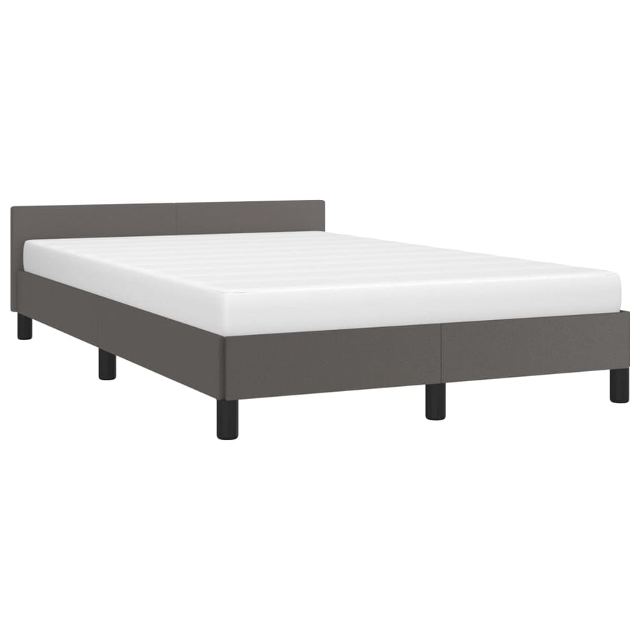 Bedframe Met Hoofdbord Kunstleer Grijs 120 x 190 cm