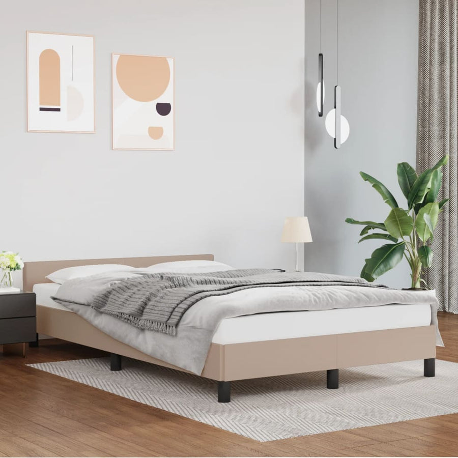 Bedframe Met Hoofdbord Kunstleer Kleurig Cappuccino 120 x 190 cm