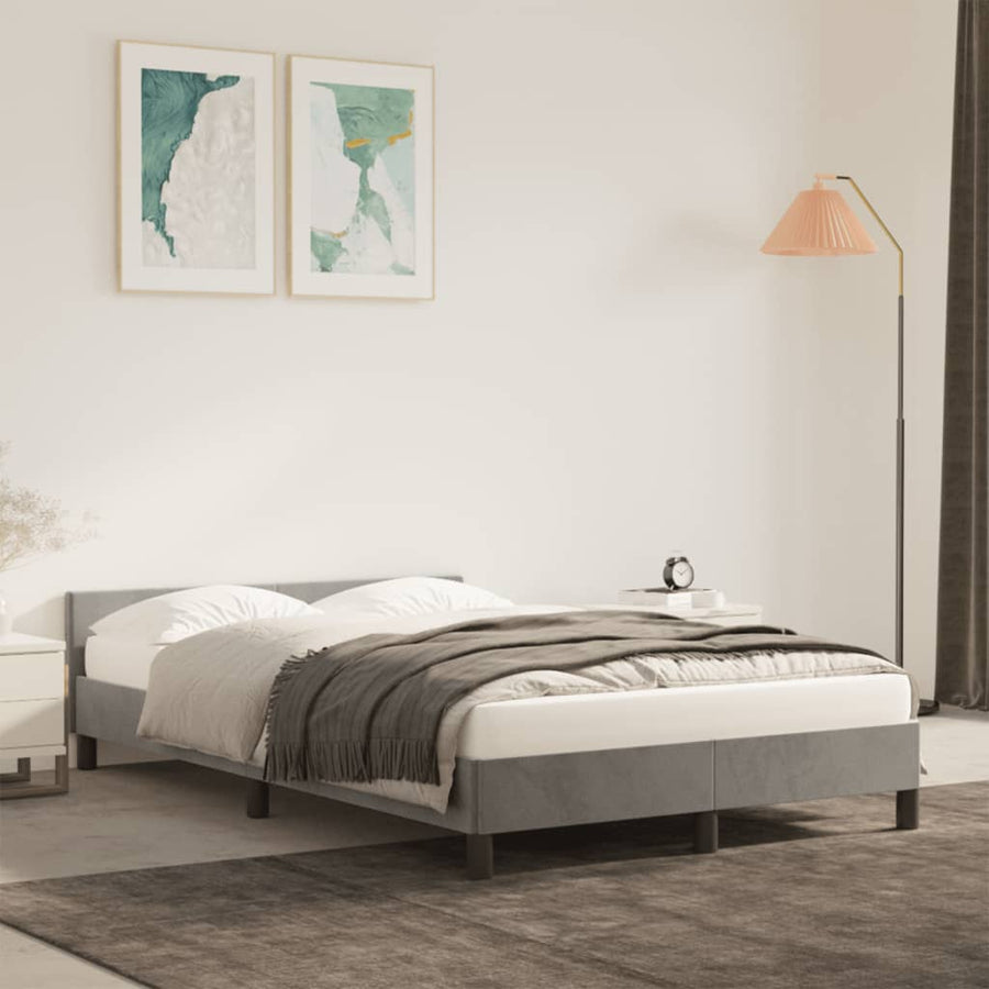 Bedframe Met Hoofdbord Fluweel Lichtgrijs 120 x 190 cm