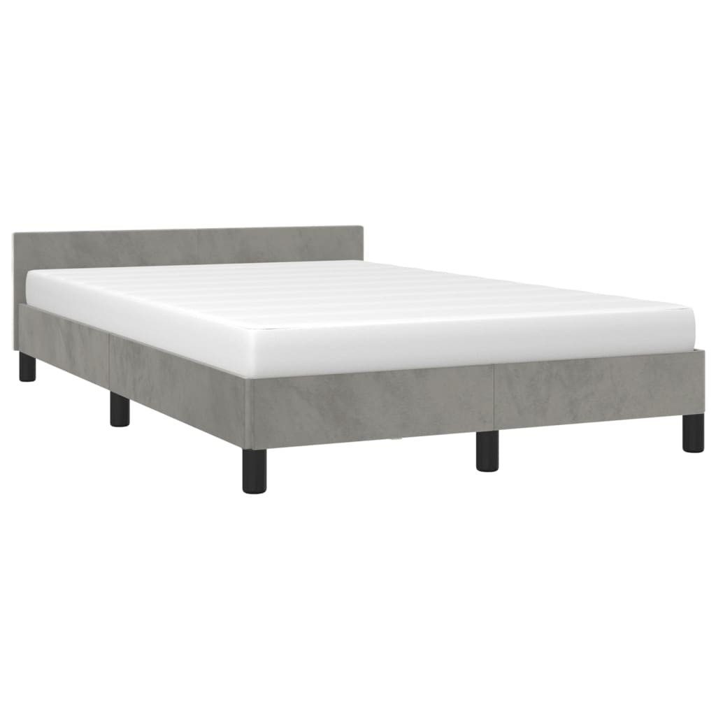 Bedframe Met Hoofdbord Fluweel Lichtgrijs 120 x 190 cm
