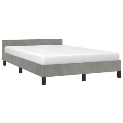 Bedframe Met Hoofdbord Fluweel Lichtgrijs 120 x 190 cm